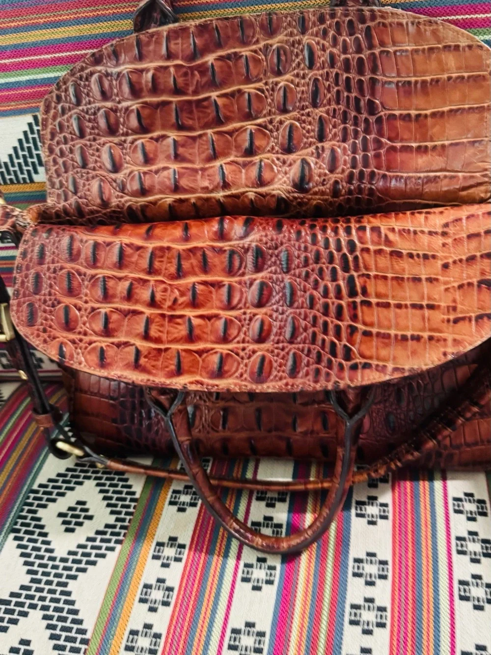 Brahmin Flaire Fold-over-to Shoulder-Strap measures 11 in wide x 11 in tall - Picture 7 of 16
